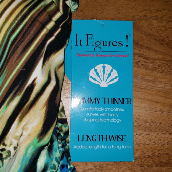 Nwt It Figures Tummy Thinner 1pc Bathing Suit sz12 - Picture 2 of 7